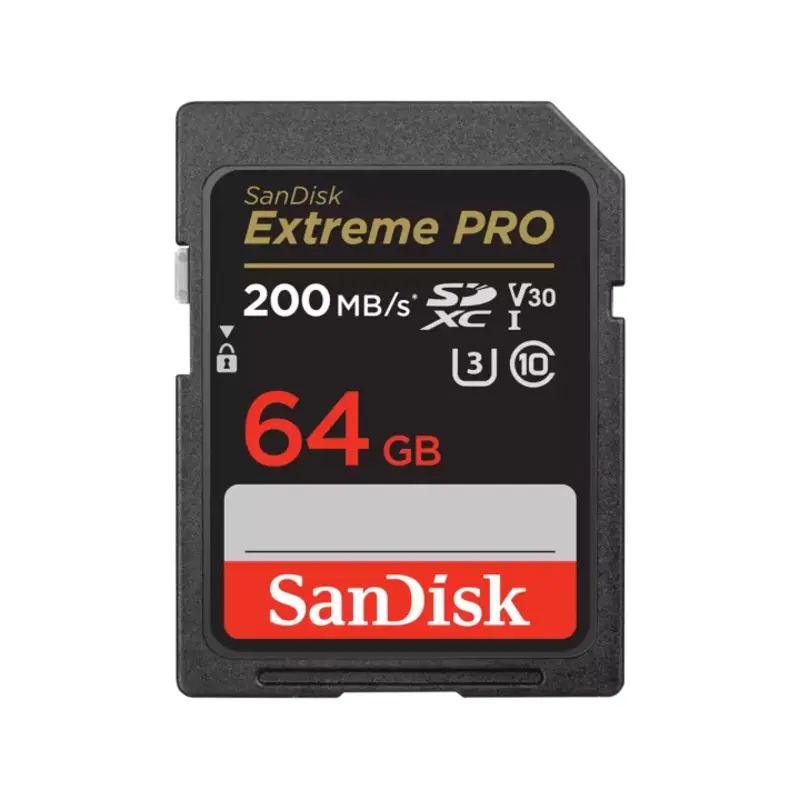 SanDisk Extreme Pro SDXC, SDXXU 64GB V30, UHS-I, 200MB R, 90MB/s W Memory Card