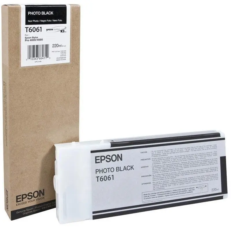 Epson T6061 UltraChrome K3 Photo Black Ink Cartridge (220 ml)