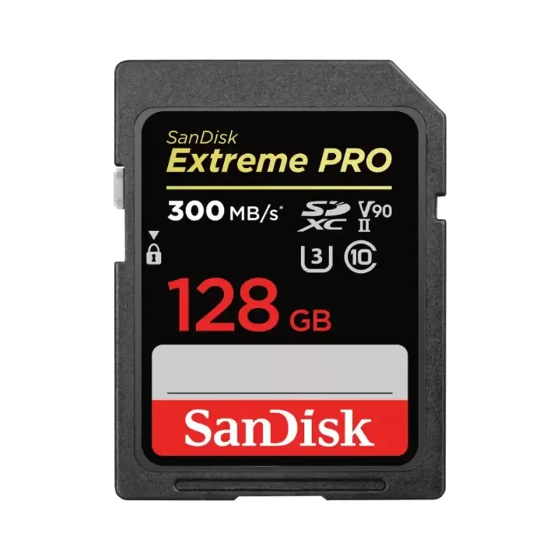SanDisk Extreme Pro 128GB 300/300MB/s UHS-II C10 V90 Card