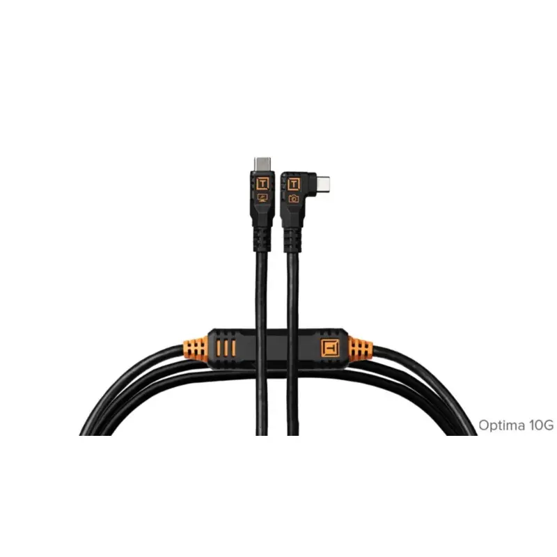 Tether Tools TetherPro Optima 10G USB-C 4.6m Cable Straight to Right Angle - Black