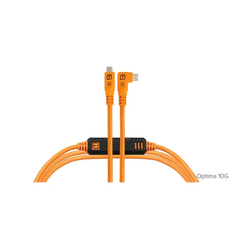 Tether Tools TetherPro Optima 10G USB-C 4.6m Cable Straight to Right Angle - Orange