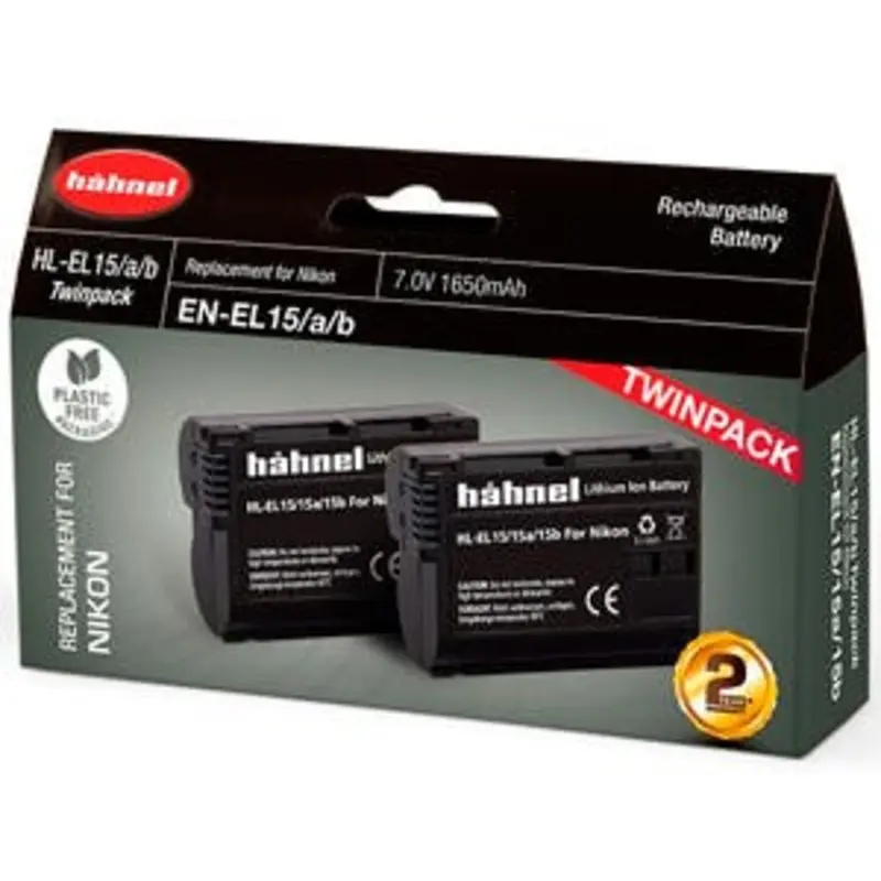 Hahnel EN-EL15 1650mAh 7.0V Battery for Nikon - Twin Pack Z