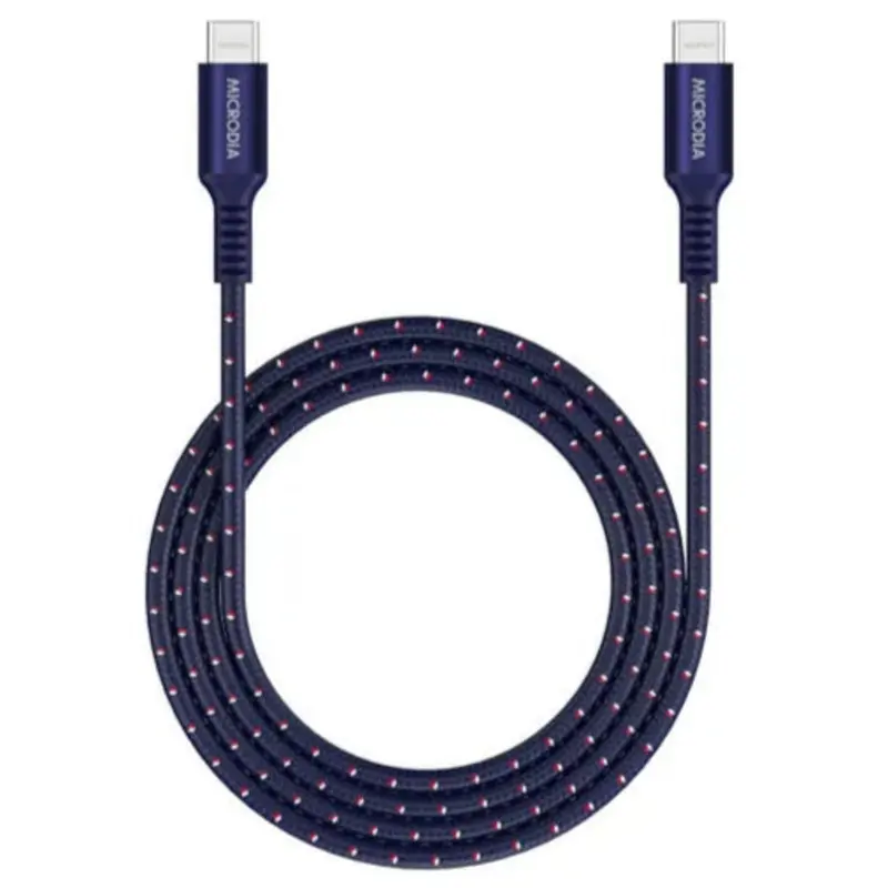 MICRODIA ExeCable Tweed PD100W 1.3m USB-C to USB-C Cable - Navy
