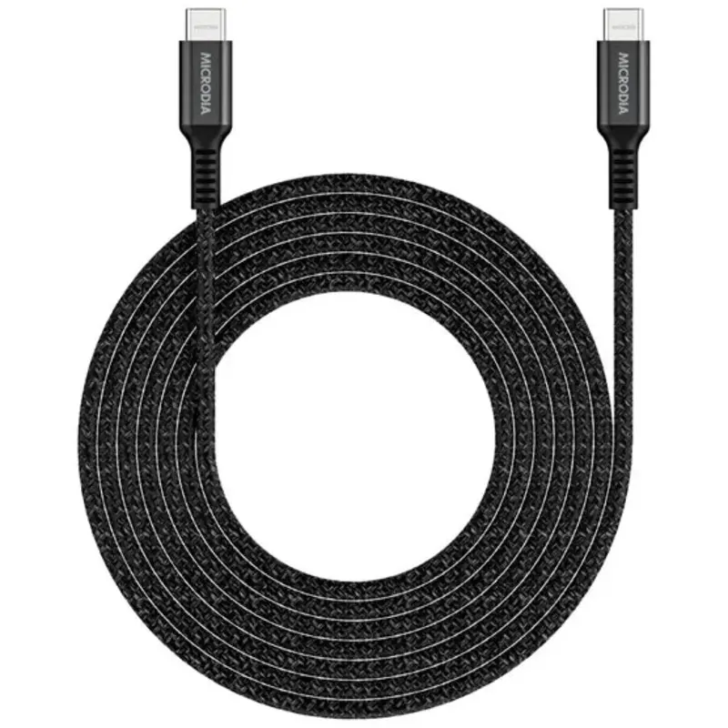 MICRODIA ExeCable Tweed PD100W 2.6m USB-C to USB-C Cable - Charcoal