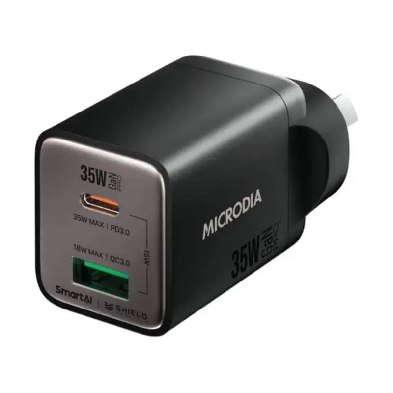MICRODIA SMARTCube Nano 35W Dual Port GaN Wall Charger - Black