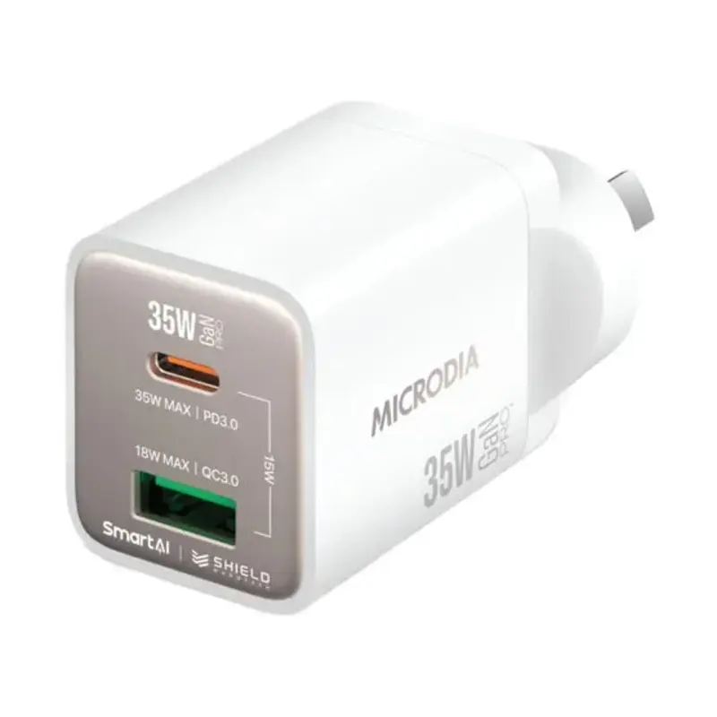 MICRODIA SMARTCube Nano 35W Dual Port GaN Wall Charger - White