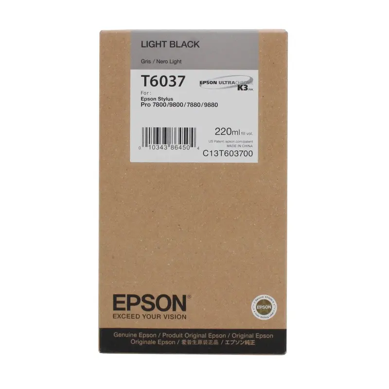 Epson T6037 Light Black UltraChrome K3 Ink Cartridge (220ml)