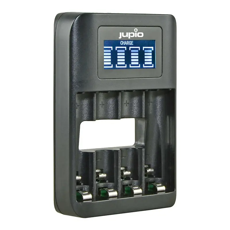 Jupio 4 Slot Fast USB Battery Charger with LCD Screen for AA & AAA Batteries