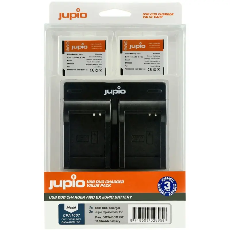 Jupio Value Pack - USB Dual Charger + 2x DMW-BCM13E Batteries