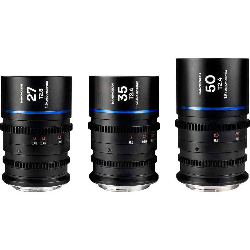 Laowa Nanomorph S35 Anamorphic Prime 3-Lens Bundle (Canon RF, Blue Flare)
