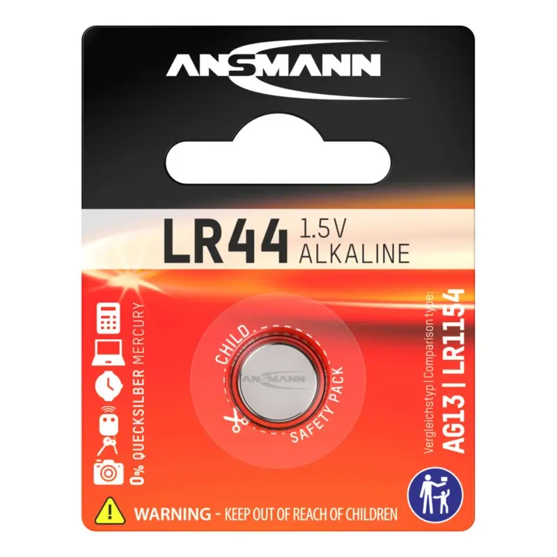 Ansmann LR44 1.5V Alkaline Coin Cell Battery