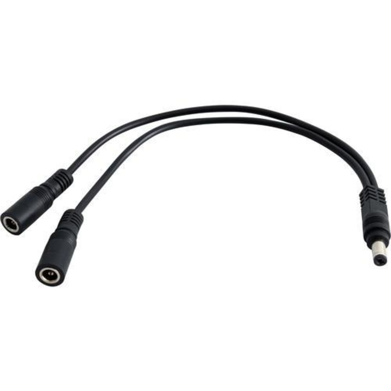 2.1mm Male Power Cable to Dual 2.1mm Female Connectors (10", Non-Regulated)